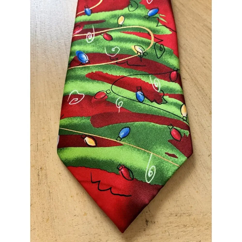Vintage Jerry Garcia Silk Christmas Tie Collection 56 Abstract Tree Red Holiday